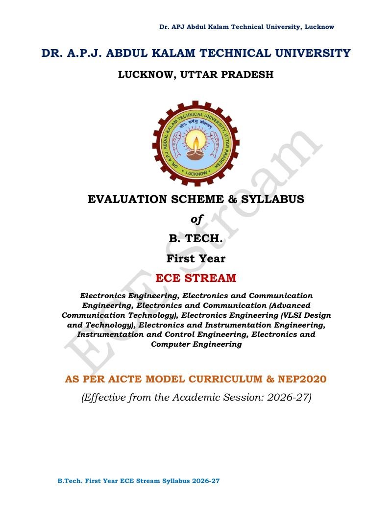 Cover of AKTU ECE Stream Syllabus 2026-27 PDF Download (B.Tech 1st Year)