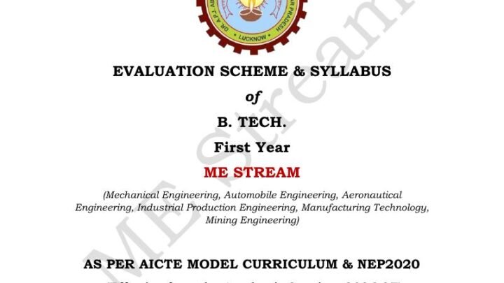 Cover page of AKTU ME Stream Syllabus 2026-27 PDF Download (B.Tech 1st Year)